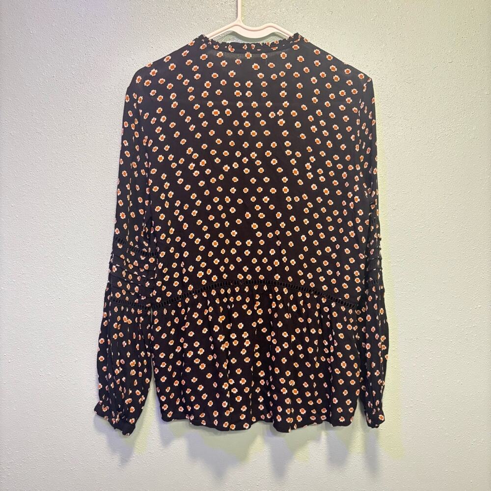 Amuse Society Black Buttoned Floral Peplum Blouse Size XS - Picture 7 of 9